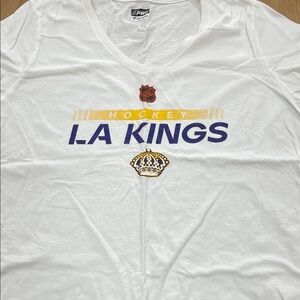 Fanatics White LA Kings Short Sleeve V-Neck Tee with Purple & Gold Accents